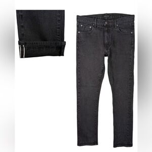 Uniqlo Slim Straight Jeans Selvedge Kaihara Denim Black Mid Rise Mens 32x32